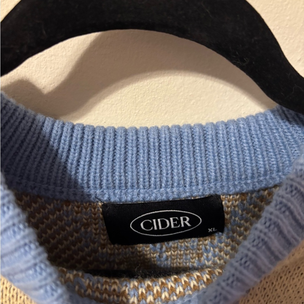 Cider Argyle Crew Neck Sweater - Blue, Brown, Cream - Picture 4 of 4